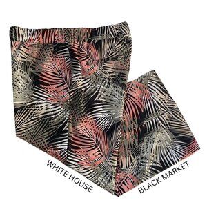 White House Black Market Tropical Print Wide Leg Crop Pants, Size 10 #236